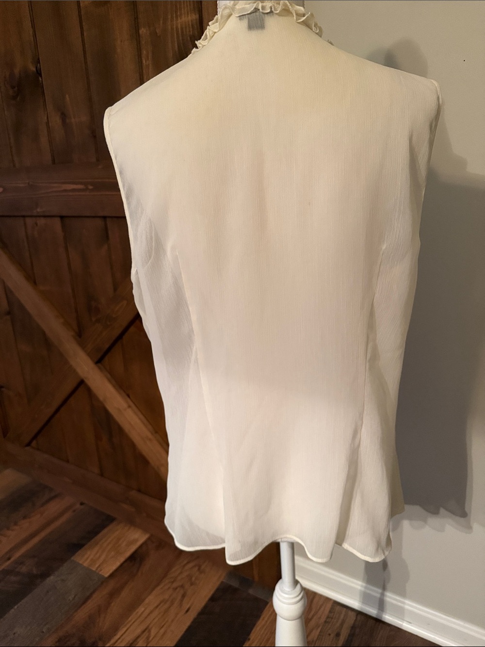 Sleeveless Ruffle Front Blouse - Cream - Picture 2 of 2